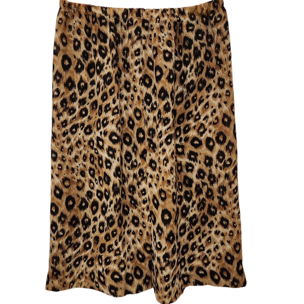 Vintage 80s Handmade Midi Sheer Skirt Womens Size S/M Cheetah Print